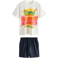 Next Pyjamas kort navy / gul / grøn / hvid