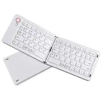 Mtp Products B023 68-tangenters magnetisk foldbart trådløst tastatur med telefonholder - QWERTY - hvid