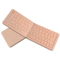 Mtp Products B023 68-tangenters magnetisk foldbart trådløst tastatur med telefonholder - QWERTY - lyserød