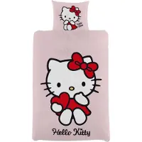 Licens Hello Kitty sengetøj - 100% bomuld - Børnesengetøj 140x200 cm - Lyserød