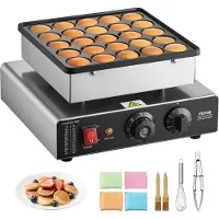 Vevor Mini Pandekagemaskine, 25 stk. 43 mm diameter hollandsk muffinvaffelbager, non-stick rustfri stål Poffertjes Grill, kommerciel elektrisk Dorayaki-maskine, temperatur- og tidskontrol, hjemmekøkke