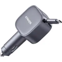 Anker Nano 75W billader med udtrækkeligt USB-C-kabel og USB-C-port - grå