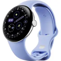 Google Pixel Watch 4 - 41 mm - poleret sølvaluminium - smart ur med aktivt bånd - fluoroelastomer med blød berøringsbelægning - iris - båndstørrelse: L - 32 GB - UWB, NFC, Bluetooth, Wi-Fi 6 - 31 g