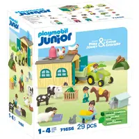 Playmobil Junior - Bondegård m. Traktor - 71656 - 29 Dele - - OneSize - Klodser
