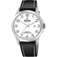 Festina Herreur F20025-1 Swiss Made Hvid/Læder Ø41 mm