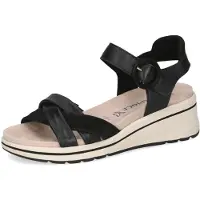 Caprice Heeled sandal, black, made of Leather with Wedge heel, Size 36