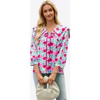 Imily Bela Bluse turkis / gran / mørk pink / hvid