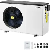 Vevor elektrisk poolvarmepumpe, 3,22-15,25 kW varmekapacitet, energibesparende variabel frekvens poolvarmere til 30-60 m³ overjordiske pools, opvarmning og køling af poolvandvarmer AC220-240V 50Hz