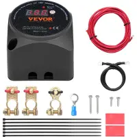 Vevor dobbelt batteriisolatorsæt, 12V 140Amp, manuel og automatisk tilstand VSR spændingsfølsomt relæ med LCD-skærm, smart batteriisolator til ATV UTV RV Campingvogn Offroad køretøj Campingvogn Lastbi