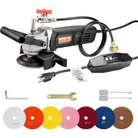 Vevor vådpolerer 800W, 4" betonsliber med 6 variable hastigheder og 7 poleringssæt, vådsliber til marmor, granit, sten, fliser, udstyret med en HFI-afbryder, (1000 - 4000 o/min)