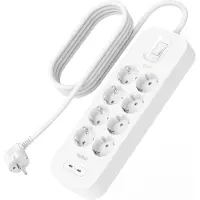 Belkin Connect - Overspændingsbeskytter - med 2 USB-C-porte - udgangsstik: 8 - 2 m ledning