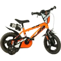Kubisport Børnecykel 12 tommer med støttehjul, orange, Dino Bikes