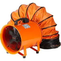 Vevor Bærbar Ventilator, 203,2 mm Kraftig Cylinderventilator med 5 m Kanalslange, 145 W Kraftig Udstødningsblæser til Værksted 1020 CFM, Industriel Blæser til Opsugning af Støv, Røg, Røg Hjem/Arbejdsp