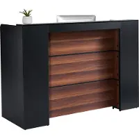 Vevor Receptionsdisk, 62,99 x 23,62 x 43,70 tommer Rektangulært frontdiskbord, kontorreceptionsdisk Frontdisk med LED-lys, til kassen, lobbyen, skønhedssalonen og kontoret, sort og brun