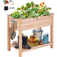 Vevor Højbed, 89 x 43 x 76 cm træplantekasse, hævede udendørs plantekasser med ben, til dyrkning af blomster/grøntsager/urter i baghave/have/terrasse/altan, Burlywood