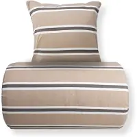 Nordstrand Sengetøj 140x220 cm - Bomulds flonel - Beige med striber