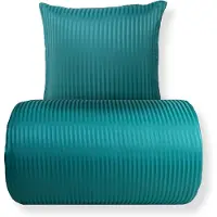 In Style Sengetøj 150x210 cm - Microfiber - Ensfarvet med petrol farvet striber