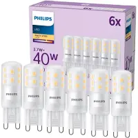 Philips - LED-lyspære - form: kapsel - matteret finish - G9 - 3.7 W (tilsvarende 40 W) - klasse E - varmt hvidt lys - 2700 K (pakke med 6)
