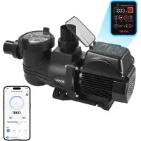 Vevor Poolpumpe med variabel hastighed, 1350W, AC 220-240V, 30.000 L/T, Pumpe til ind- og overjordisk swimmingpool med filterkurv, kraftfuld selvansugende, programmerbar timer, til nedgravet og overjo