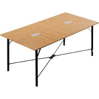Vevor konferencebord, 1800 mm kontormødebord til 6-8 personer, moderne rektangulært seminarbord med metalben, mødebord ideelt til kontor, bestyrelseslokale, konferencerum, nem montering, brun