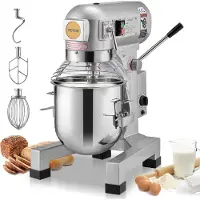Vevor Professionel Food Mixer, 10L Professionel Standmixer med 3 justerbare hastigheder, 550W Dejmixer med Skål i Rustfrit Stål og 3 Blandetilbehør, Ideel til Restaurant, Bageri, Konditori, Café