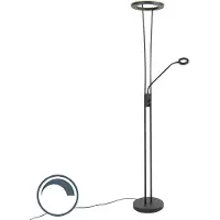 QAZQA Moderne gulvlampe sort inkl. LED med læsearm - Divine