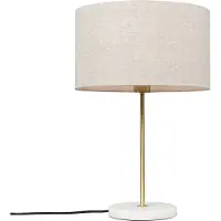 QAZQA Bordlampe messing med grå skærm 35 cm - Kaso