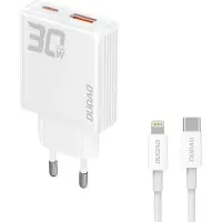 Dudao A30EUL 30W GaN-vægoplader med lynkabel - hvid