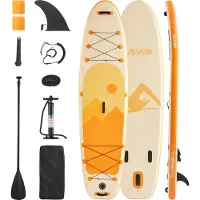 Vevor Oppusteligt Stand Up Paddleboard, 3,05m x 84cm x 15cm Bredt Ultralet SUP Paddleboard, Alt Tilbehør Inkluderet, Pumpe, Paddel, Finne, Rygsæk, Ankelline, Strop, Skridsikkert Dæk til Ungdom, Voksne