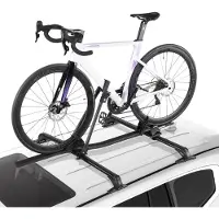 Vevor Tagcykelstativ, 15 kg kapacitet, Opretstående tagmonteret cykelstativ med sikkert låsesystem til de fleste standard tværstænger, Opretstående tagcykelstativ i aluminium, 1 cykelholder til bil SU