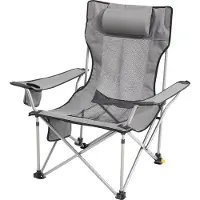 Vevor Hvilestol, 4 justerbare positioner, bærbar foldbar liggestol til voksne, netstrandstol med nakkestøtte og fodstøtte, understøtter 220 lbs, kraftige campingstole til terrassen, grå