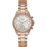 GUESS Dameur W1293L3 Hvid/Rosaguldtonet stål Ø36 mm
