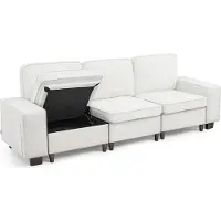Vevor 3-sæders sofa, modulær sektionssofa med opbevaringsplads i bunden, moderne komfortabel Cloud-sofa med sidelommer og metalstel, ideel til stue, soveværelse, lejlighed og kontor, hvid