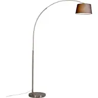 QAZQA Moderne buet gulvlampe stål med sort stofskærm - Arc Basic