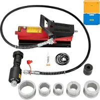 Vevor Hydraulisk udstødningsrørudvidelse, 1-5/8" til 4-1/4" størrelse, 10 T pedalpumpe inkluderet med 4 matricer, 2 opbevaringskasser til kobber-aluminiumsrør i bilreparation