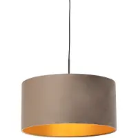 QAZQA Pendellampe med taupe fløjlsskærm med guld 50 cm - Combi