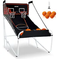 Vevor Sammenklappeligt Basketball Arkadespil, Indendørs Basketballspil til 2 Spillere, Hjemme Dual Shot Sport med 5 Bolde, 8 Spiltilstande, Elektronisk Scoreboard og Oppustningspumpe, til Børn, Voksne