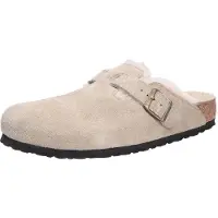 Birkenstock - Hjemmesko - Boston Shearling Leather/Suede Regular Taupe til UnisexUld - Størrelse 42 - Brun
