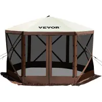 Vevor Gazebo-skærmtelt, 10 x 10 fod, 6-sidet pop-up-campingtelt med netvinduer, bærbar bæretaske, jordpløkker, store skyggetelte til udendørs camping, græsplæne og baghave