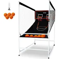 Vevor Arcade Cage Basketball-spil, indendørs basketballspil til 2 spillere, dobbeltskudssport til hjemmet med 5 bolde, 8 spiltilstande, elektronisk resultattavle og oppustningspumpe, til børn og voksn