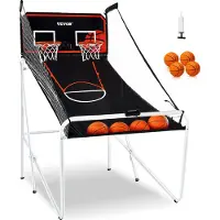 Vevor Sammenklappeligt Basketball Arkadespil, Indendørs Basketballspil til 2 Spillere, Hjemme Dual Shot Sport med 4 Bolde, 8 Spiltilstande, Elektronisk Scoreboard og Oppustningspumpe, til Børn, Voksne