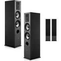 Vevor Passive Gulvhøjttalere Par, 3-vejs, Gulvstående Towerhøjttalere, 19,05 mm &amp; 25,4 mm Diskant, Dobbelte 133,35 mm Bashøjttalere, 145 W Peak Power, 70Hz-20kHz Frekvensrespons, MDF-kabinet, til
