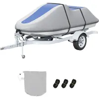 Vevor Jetski-overtræk, 3200-3420 mm Trailervenligt vandtæt PWC-overtræk, Kraftigt 600D Marine Grade PU Oxford-stof, UV-bestandigt Seadoo-overtræk med spændestropper, Personlige vandscooterovertræk, Gr