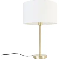 QAZQA Klassisk bordlampe messing med hvid skærm 35 cm - Simplo