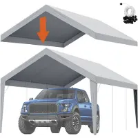Vevor Carport Udskiftningspresenning til Carport, 3,6 x 6,2 m, Robust, Vandtæt og UV-beskyttet, Nem Montering med Kugleelastik, Grå (Kun Topdæksel, Ramme Medfølger Ikke)