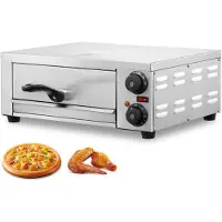 Vevor elektrisk pizzaovn til bordplader, 30 cm, 1500 W, med temperaturkontrol og 0-60 minutters timer, jævn bageteknologi og let rengøringsvenlig krummebakke, ideel til både erhvervskøkkener og privat