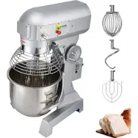 Vevor Industrikøkkenmixer 15 liter 600 W, 3 gearhastigheder (110/178/390 o/min), Holdbar 110 V, Inkluderer skål i rustfrit stål, dejkrog, piskeris, piskeris, Ideel til uddannelsesinstitutioner, bageri