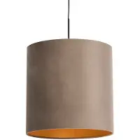 QAZQA Pendellampe med taupe fløjlsskærm med guld 40 cm - Combi