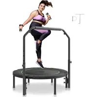 Vevor Sammenklappelig Mini Trampolin, 40 Tommer Fitness Rebounder, Maks. Belastning 146 kg Træningstrampolin, Stabil &amp; Stille Trampolin med 4 Niveauer Højdejusterbart Skumhåndtag, Til Voksne Inden