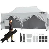 Vevor Pop Up Canopy Telt Udendørs Gazebo Telt 10x20FT med sidevægge og taske hvid